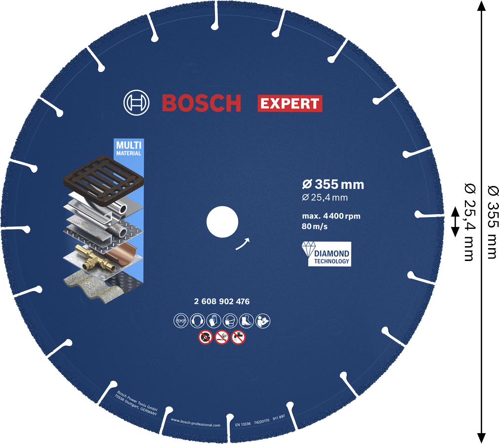 Diamantový řezný kotouč Bosch EXPERT na kov 355 mm.